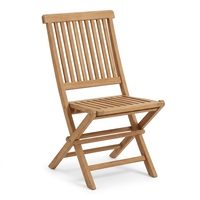 Chaise d'appoint pliante de jardin en teck massif de Miami, design traditionnel, pieds effilés, mobilier de salle à manger d'extérieur, finition bien poncée