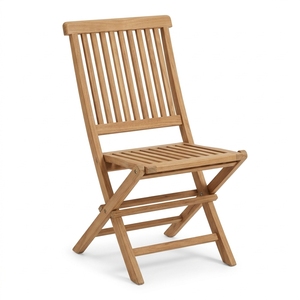Chaise d'appoint pliante de jardin en teck massif de Miami, design traditionnel, pieds effilés, mobilier de salle à manger d'extérieur, finition bien poncée - Product Image 1