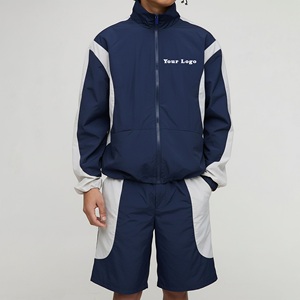 Ensemble de shorts coupe-vent décontractés pour hommes, col à capuche, léger, respirant, écologique, vêtements de sport, ensemble 2 pièces - Product Image 1