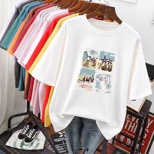 Camiseta Casual de Algodón para Mujer, Manga Corta, Top de Moda, Impresión de Logotipo Personalizado, Proveedor Mayorista, Ropa de Marca Premium - Product Image 4