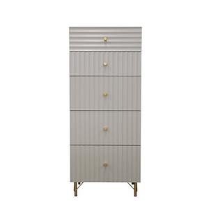 Commode haute à 5 tiroirs en bois de mahogany massif de style vintage, élégante, peinte en blanc, pour chambre à coucher et hôtel - Product Image 1