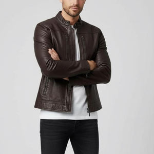 Veste en cuir urbaine pour homme, en cuir de vache souple, légère, confortable, imperméable, respirante, tendance, fournisseur OEM ODM - Product Image 2