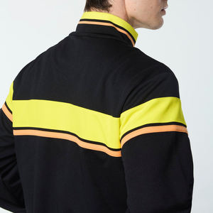 Survêtement noir pour homme avec fermeture éclair intégrale, bandes jaunes fluo, col montant, poches latérales, respirant, coupe classique, idéal pour l'automne - Product Image 4