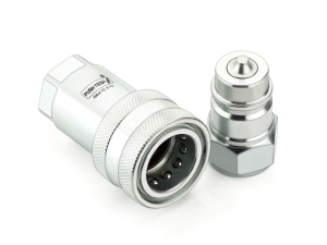 Raccord hydraulique à déconnexion rapide ISO 7241, type valve à clapet, pour transfert sécurisé de fluides, connecteur durable pour applications industrielles et mobiles. - Product Image 3