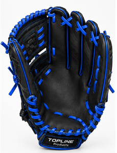 Topline Professional Black Leather <b>Baseball</b> <b>Glove</b> with Blue Lacing for Fielding Training - Product Image 2