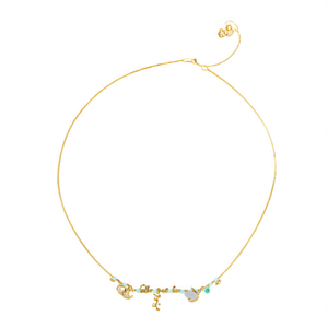 Collana alla Moda con Perline, Placcata in Oro, Design Zodiacale Leone, in Acciaio Inossidabile, Gioiello Unisex da Regalo - Product Image 1