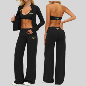 Ropa Deportiva de Alta Calidad para Mujer, Chaqueta con Cremallera y Logotipo Personalizado para Gimnasio, Yoga, Running, Entrenamiento, Conjuntos Deportivos para Correr al Aire Libre - Product Image 1
