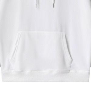 <b>Men's</b> <b>White</b> Solid Oversized Hoodie <b>Sweatshirt</b> with Kangaroo Pocket Drawstring Pullover - Product Image 5