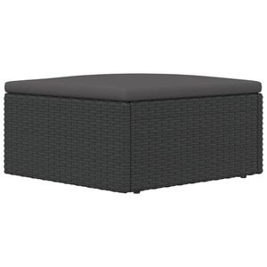 Poggiapiedi Patio in Poly Rattan nero con cuscino elegante accessorio per mobili - Product Image 5