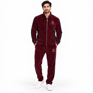 MANGOES FASHION Survêtement d'entraînement décontracté pour homme en polyester/coton, couleur unie, hiver, à capuche, séchage rapide, polaire légère, avec côtés zippés - Product Image 1