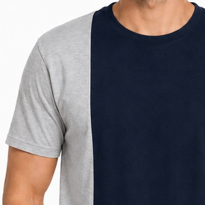 Camiseta de Hombre de Dos Tonos en Contraste, Moda, Manga Corta, Gris Marino, Cuello Redondo, Lisa, Secado Rápido, Transpirable, Casual - Product Image 4