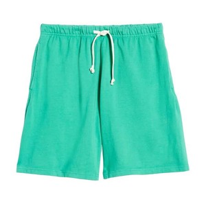 Shorts décontractés pour hommes en coton vert uni avec cordon de serrage, taille mi-haute, poches, style tissé respirant - Product Image 4
