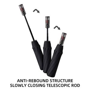 High Quality Novelty Pongee Anti Rebound Fully-Automatic Folding <b>Umbrella</b> With Transparent Handle 12 Ribs <b>Windproof</b> - Product Image 3