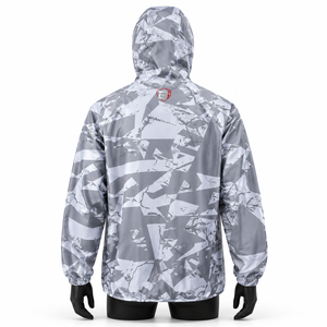 Custom Mens Lightweight Hooded <b>Windbreaker</b> Full Zip Face Cover Abstract <b>Camo</b> Rain Jacket OEM Manufacturer - Product Image 3