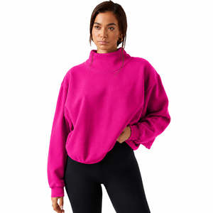 Sudadera de Cuello Alto para Mujer, de Alta Calidad, Ligera, de Algodón y Felpa, Informal, para Uso Diario - Product Image 1