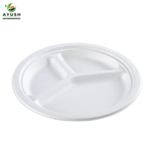 Assiettes rondes biodégradables en bagasse de canne à sucre naturelle pour les fêtes d'anniversaire et les réunions de famille - Product Image 4