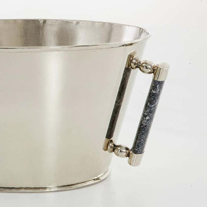 Luxury Silver Stainless Steel Wine <b>Ice</b> Bucket With Black Resin Grain Grip Handles Elegant Hotel Party Beverage Tub Supply - Product Image 4