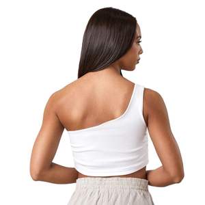 Custom <b>Women's</b> Strapless Knitted Tank <b>Top</b> Solid <b>White</b> Casual Short Length - Product Image 2