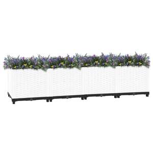 Grand lit de jardin surélevé en polypropylène blanc durable, pots et jardinières résistants - Product Image 2