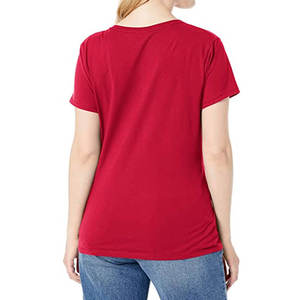 Camiseta Casual de Verano para Mujer, Cuello en V, Manga Corta, Color Sólido, Estilo Urbano - Product Image 2
