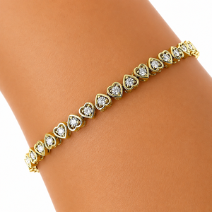 Laxury Moissanite Tennis <b>Bracelet</b> <b>Women</b> Jewelry 925 <b>Sterling</b> <b>Silver</b> Heart Shape Bezel Setting Round Cut Diamond <b>Bracelets</b> - Product Image 5