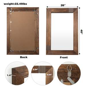 Espejo de Pared de Madera para Baño, Sobre el Lavabo, Estilo Rústico, con Marco de Madera, para Decoración de Sala de Estar - Product Image 4