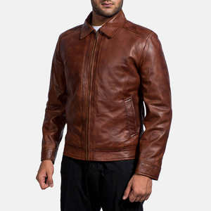 Veste en cuir de mouton enduit de luxe pour homme, col montant personnalisé, respirante, imperméable, coupe-vent, décontractée, hiver, mode 2026 - Product Image 2