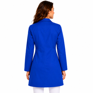High Quality Womens Lab Coat Custom Logo Notch Lapel Medical Uniform Solid Colour Clinic Workwear Multi Pocket Gown Supplier Kit - Product Image 2