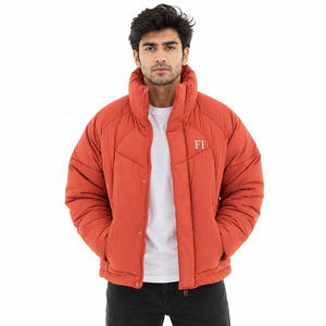 Men's Custom Puffer Jacket Stand Collar Zipper Closure Windproof Casual Winter Men's Jackets Polyester Wadding Thick Regular Fit - Product Image 1