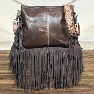 New 2026 Premium Handcrafted Genuine Cowhide Leather Crossbody Fringe Bag Designer Floral Pattern OEM ODM Perfect for Women's - Product Image 5