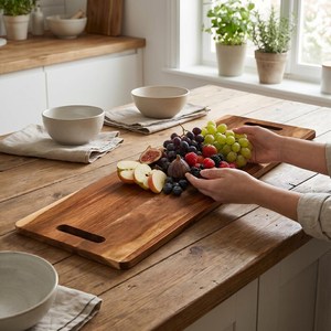 Planche de service en bois extra longue |   Plateau de charcuterie rustique avec poignée - Product Image 1