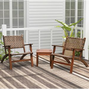 Conjunto de Bistro para Patio de 3 Piezas, Mesa de Madera Maciza y Sillones de Ratán - Duradero, Cómodo y Perfecto para su Jardín - Product Image 2