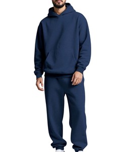 Conjunto Deportivo para Hombre, Color Azul Marino, con Capucha, Manga Larga, Estilo Casual, Transpirable, 100% Algodón, Peso Medio, para Otoño - Product Image 1