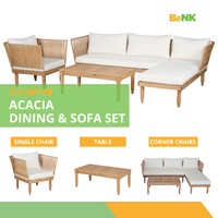Ensemble de salon en rotin polyacacia moderne BeNK, canapé de salle à manger pour terrasse extérieure, cour, villa, salon et parc, idéal pour les hôtels