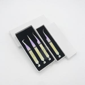 Outils professionnels pour cils de luxe, pinces à extensions de cils en argent ombré, logo personnalisé, acier inoxydable durable, revêtement en poudre - Product Image 4