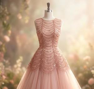 Robe de mariée haut de gamme en tulle écologique à motifs floraux, ornée de perles, silhouette trompette/sirène, longueur ras du sol, personnalisable, nettoyage à sec - Product Image 1