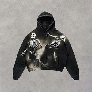OEM Custom Punk Gothic Wicked Print Hoodie Men Oversized Retro High Street Distressed <b>Sweatshirt</b> Blank Fleece <b>Halloween</b> Pullover - Product Image 4