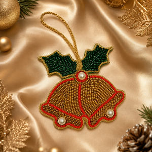 SSTRINGZ KC31 Handmade Beaded <b>Christmas</b> Bell Bag <b>Charm</b> Pearl Seed Bead Holiday Keychain Ornament Promotional Haryana - Product Image 6