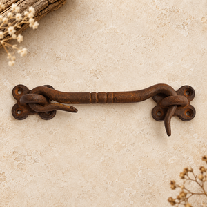 SHUBHAM Loquet antique en fer forgé à crochet et œillet, 143 mm, quincaillerie de serrure de porte rustique style ferme pour armoires, fenêtres et meubles - Product Image 1