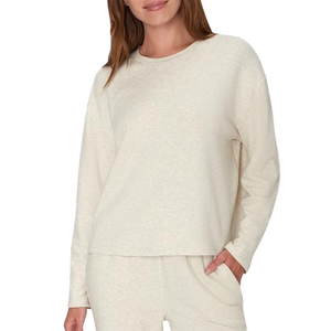 Suéter Casual Unisex de Punto Crema, Cuello Redondo, Manga Larga, Corte Holgado, Transpirable, Color Sólido, para Otoño, Venta al Por Mayor OEM - Product Image 1