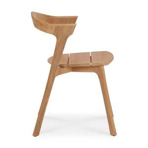 Chaise de salle à manger moderne en teck massif imperméable pour l'extérieur avec dossier incurvé pour jardin, patio et parc - Product Image 3