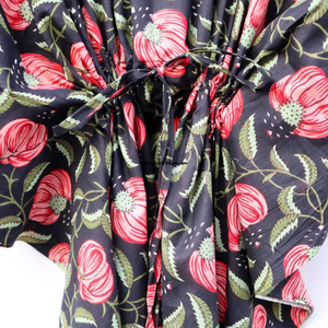 Kaftan en coton imprimé à la main en gros, robe de soirée pour femme, robe longue de plage en coton imprimé, tenue de soirée - Product Image 6