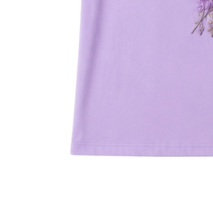เสื้อยืดคอกลมผ้าฝ้ายปักลายดอกไม้สีม่วงลาเวนเดอร์สำหรับผู้หญิง แขนสั้น สไตล์ลำลอง ผลิตตามสั่ง OEM คุณภาพพรีเมียม สำหรับฤดูร้อน - Product Image 6