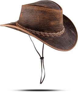 High Quality RABUSH SPORTS Sporty Cowboy Leather <b>Hats</b> Unique Stylish New Arrival for Four Seasons Outdoor Use Custom Size Adults - Product Image 3