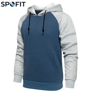 Sweat à capuche épais pour homme, manches raglan, impression numérique, 100% coton, couleurs personnalisables, sweats à capuche bicolores pour garçons - Product Image 2