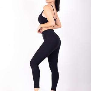 Conjunto Deportivo de Yoga para Mujer al por Mayor, Ropa de Gimnasio Transpirable para Entrenamiento, Secado Rápido, Fitness, Running, Color Negro Sólido - Product Image 3