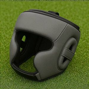 Protège-mâchoire intégral réglable en cuir PU rouge avec fermeture à boucle pour le kickboxing - Équipement de protection sportive - Product Image 1