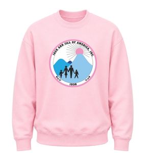 เสื้อสเวตเชิ้ตคอกลมสีชมพูพร้อมโลโก้ลายตราสัญลักษณ์ ผ้าฟลีซเนื้อนุ่มสำหรับผู้หญิงและเด็กผู้หญิง สไตล์ลำลอง แฟชั่นสตรีทแวร์ ใส่ได้ทุกวัน - Product Image 1