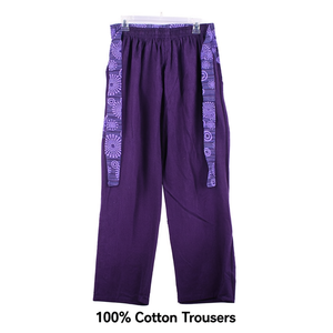Pantalones Casuales Hechos a Mano con Ribete en Contraste, 100% Algodón de Nepal para Todas las Temporadas - Product Image 2