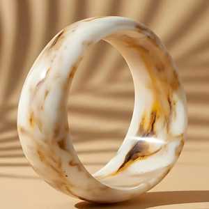 Bracelet jonc islamique classique en résine avec veines brunes naturelles, bijou de mode unisexe, cadeau - Product Image 1